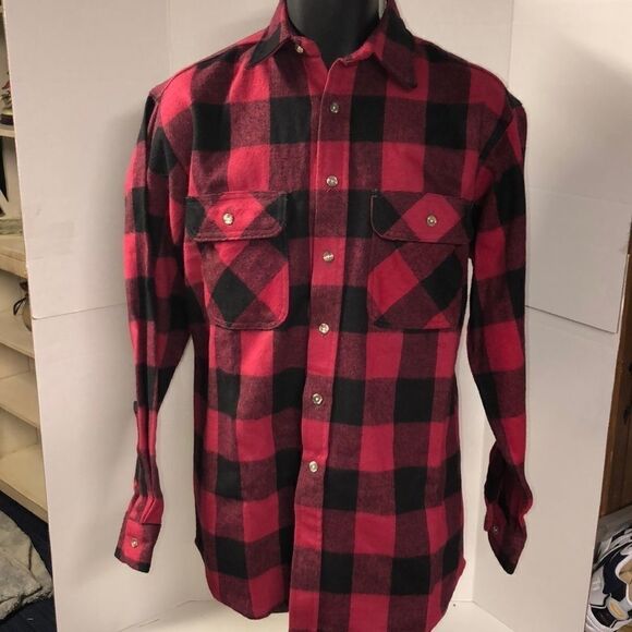 New NWT FIELDMASTER Men's Medium Heavy Cotton Red Black‎ Plaid Flannel Shirt USA - Picture 1 of 5